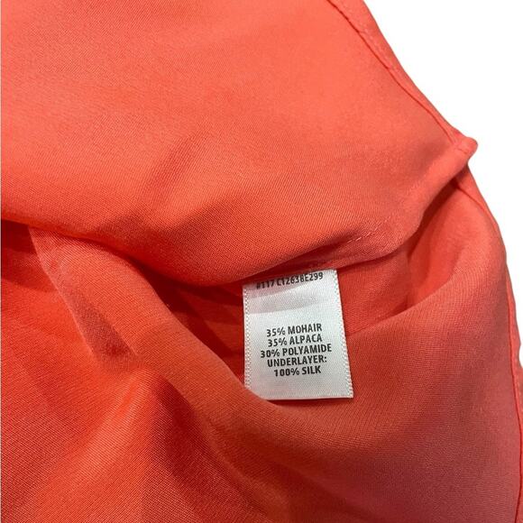 St. John Mohair, Alpaca, Silk Coral Pink Drape Oversized Burnout Sweater- Medium - Picture 10 of 13